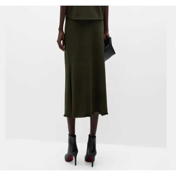 Eileen Fisher Lightweight Organic Cotton French Terry A-Line Skirt Seaweed - Picture 2 of 5